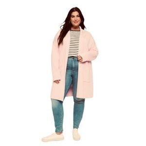 Lane Bryant petal pink open front collared cardigan jacket